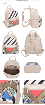 Playful Stripes Faux Leather Mini Backpack
