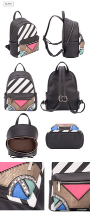 Playful Stripes Faux Leather Mini Backpack