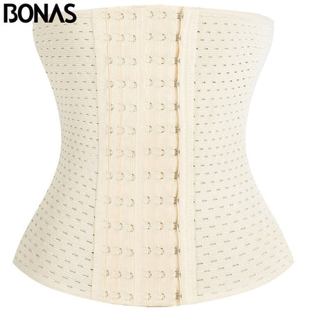 BONAS Body Shaper Slimming Women Breathable Corset Waist Trainer Belt Lady Postpartum Shapewear Shapewear Slim Solid Plus Size