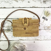 Summer Vintage Handmade Crossbody Leather Bag Round Straw Beach Bag Girls Circle Rattan bag Small Bohemian Shoulder bag