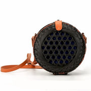 Summer Vintage Handmade Crossbody Leather Bag Round Straw Beach Bag Girls Circle Rattan bag Small Bohemian Shoulder bag
