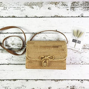 Summer Vintage Handmade Crossbody Leather Bag Round Straw Beach Bag Girls Circle Rattan bag Small Bohemian Shoulder bag
