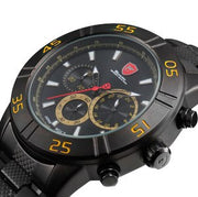 Sandbar Shark Sport Watch Chronograph Black Dial Stainless Steel Clasp Band 3 Dial Quartz Men Outdoor Military Wristwatch /SH302