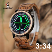 BOBO BIRD Wood Digital Watch Men erkek kol saati Night Vision Wooden Watches LED Time Display relogio masculino in Wood Gift Box