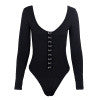 Glamaker Long sleeve low cut sexy bodysuit women tops Black rivet casual fitness jumpsuit romper body suit Party slim bodysuit