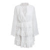 Simplee Sexy v neck ruffle white dress women High waist lace up short dress summer 2018 Elegant chiffon casual dress vestidos