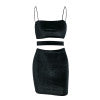 Glamaker Hollow out black crop backless party dress Women strap short sexy mini dress vestidos Female fitness bodycon dress 2018