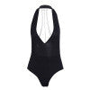 Glamaker Metal chain bodycon bodysuit jumpsuit Halter solid women bodysuit Deep v neck backless sexy bodysuit playsuit female