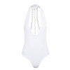 Glamaker Metal chain bodycon bodysuit jumpsuit Halter solid women bodysuit Deep v neck backless sexy bodysuit playsuit female