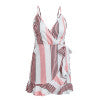 Glamaker Striped print strap sash party dress Women deep v neck ruffle floral print sexy beach dress Bodycon summer dress 2018