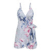 Glamaker Striped print strap sash party dress Women deep v neck ruffle floral print sexy beach dress Bodycon summer dress 2018