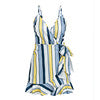 Glamaker Striped print strap sash party dress Women deep v neck ruffle floral print sexy beach dress Bodycon summer dress 2018