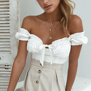 Glamaker Ruffle bow off shoulder tops tees Sexy summer fashion camisole tank top Female streetwear casual shirt women cami 2018