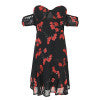 Simplee Strapless off shoulder summer dress women Chiffon floral print mini dress 2018 Spring elastis sleeve short dress