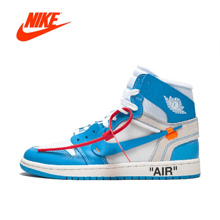 Original New Arrival Authentic NIKE Air Jordan 1 X Off-White Men's Basketball Shoes Sneakers AJ1 Good Quality AQ0818-148