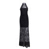 Simplee Elegant halter black lace dress women Sexy backless slim skinny maxi party dresses autumn Vintage long christmas dress