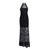 Simplee Elegant halter black lace dress women Sexy backless slim skinny maxi party dresses autumn Vintage long christmas dress
