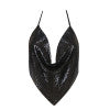 Glamaker Sexy chain sequin camisole tank top women shirts Halter v neck summer top cami Backless night club party crop top 2018