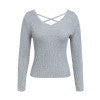Simplee Sexy backless criss cross women sweater Casual v neck long sleeve black pullover female 2018 Autumn winter jumpers
