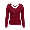 Simplee Sexy backless criss cross women sweater Casual v neck long sleeve black pullover female 2018 Autumn winter jumpers