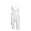 Glamaker Belt sash v neck bodycon jumpsuit romper Strap knitting sexy black jumpsuit Women winter playsuit overalls combishort