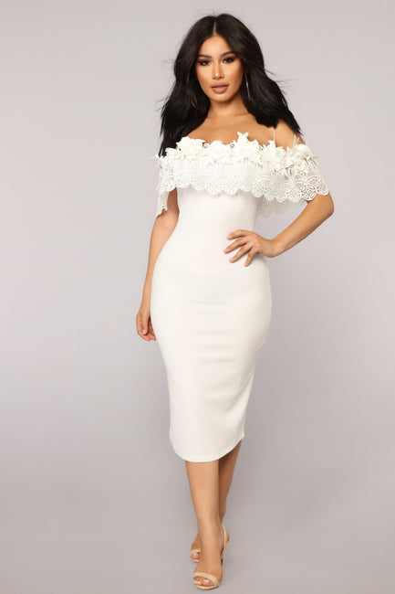 Glamaker Ruffle white lace bodycon sexy dress Women off shoulder dress elegant Female autumn winter party dress slim vestidos