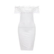 Glamaker Ruffle white lace bodycon sexy dress Women off shoulder dress elegant Female autumn winter party dress slim vestidos