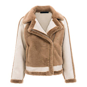Simplee Elegant faux fur coat Women 2018 Autumn winter warm soft zipper fur jacket Female plush overcoat casual outwear