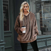 Simplee Hooded long sleeve coral fleece pullover women hoodies Zipper warm solid sweatshirt Casual autumn plus size coat 2018