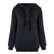 Simplee Hooded long sleeve coral fleece pullover women hoodies Zipper warm solid sweatshirt Casual autumn plus size coat 2018
