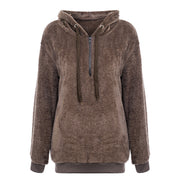 Simplee Hooded long sleeve coral fleece pullover women hoodies Zipper warm solid sweatshirt Casual autumn plus size coat 2018