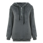 Simplee Hooded long sleeve coral fleece pullover women hoodies Zipper warm solid sweatshirt Casual autumn plus size coat 2018