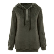 Simplee Hooded long sleeve coral fleece pullover women hoodies Zipper warm solid sweatshirt Casual autumn plus size coat 2018