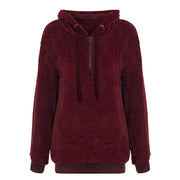 Simplee Hooded long sleeve coral fleece pullover women hoodies Zipper warm solid sweatshirt Casual autumn plus size coat 2018