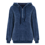 Simplee Hooded long sleeve coral fleece pullover women hoodies Zipper warm solid sweatshirt Casual autumn plus size coat 2018