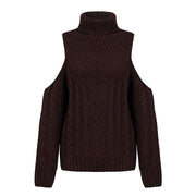 Simplee Turtleneck cold shoulder women sweater Long sleeve vintage sexy pullover 2018 Autumn winter casual jumpers