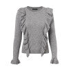 Simplee Elegant side ruffles knitted pullover o neck flare sleeve sweater women Casual gray autumn winter jumper 2018 female