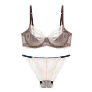Varsbaby sexy lace bra thin transparent thin cup large size bra set