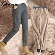 Winter Cashmere Harem Warm Pants Women's Velvet Thick Lambskin Cashmere Pants For Women loose Winter Causal Women trousers Warm
