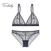 Varsbaby Sexy Lace Bra Briefs Ultra Thin Adjustable Comfortable Bra Set For Women