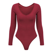 Glamaker Red knitting long sleeve bodysuit Women autumn winter streetwear sexy bodysuit Party club short jumpsuit overalls new
