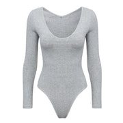 Glamaker Red knitting long sleeve bodysuit Women autumn winter streetwear sexy bodysuit Party club short jumpsuit overalls new