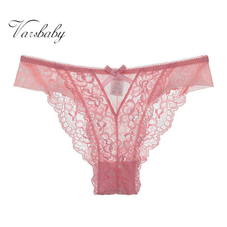 Varsbaby Underwear Women Sexy Bow Briefs See Through Female Seamless Lace Panties