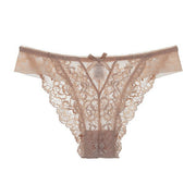 Varsbaby Underwear Women Sexy Bow Briefs See Through Female Seamless Lace Panties