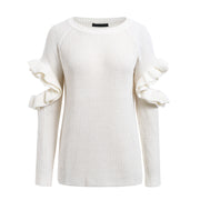 Simplee Elegant ruffles winter sweater pullover Women Hollow out long sleeve loose pullover female warm autumn casual jumper