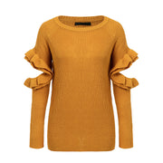 Simplee Elegant ruffles winter sweater pullover Women Hollow out long sleeve loose pullover female warm autumn casual jumper