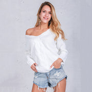Simplee Winter white knitted sweater women 2016 Autumn hollow out pullover sweater Sexy long sleeve off shoulder sweater jumpers
