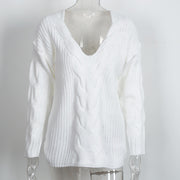 Simplee Winter white knitted sweater women 2016 Autumn hollow out pullover sweater Sexy long sleeve off shoulder sweater jumpers