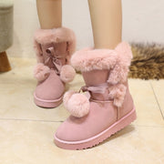 New comfortable plush warm women snow boots solid color slip-on ladies shoes women boots tound toe flat winter shoes woman