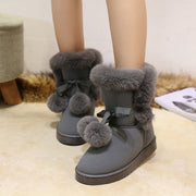 New comfortable plush warm women snow boots solid color slip-on ladies shoes women boots tound toe flat winter shoes woman
